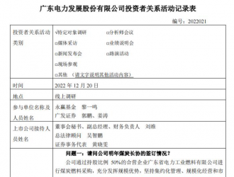 粵電力A：“十四五”期間計劃新能源裝機約14GW